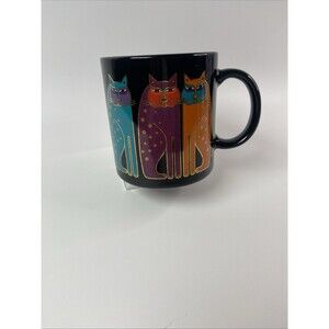 Laurel Burch Siamese Cats Mug Black Gold Japan Vintage Cat Coffee